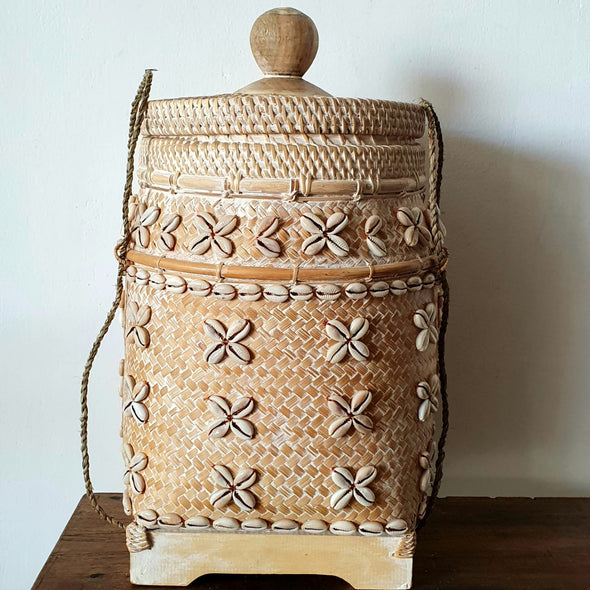 Bamboo Rattan Basket With Shells
