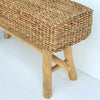 Long High Water Hyacinth Bench With Wooden Legs