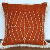 Orange Arrow Stitch Pattern Cushion With Fringe