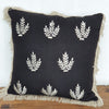Embroided Leaf Motif On Cotton Linen Cushions
