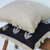 Embroided Leaf Motif On Cotton Linen Cushions