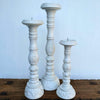 Wooden Italian Pillar Style Candle Holders (Small Set of 3)