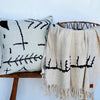 Black Abstract Motif Throw With Fringe