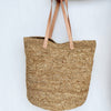 Large Multi-Color Woven Straw Grass Bags With Leather Handles