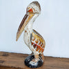 Tall Carved Wooden White Pelican