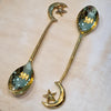 Large Golden Brass Moon & Star Spoons
