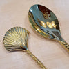 Large Golden Brass Clam Shell Spoons
