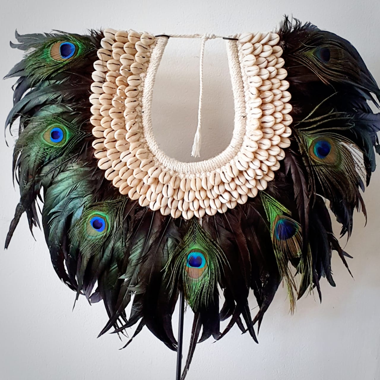 Japanese Leather Stone Feather Necklace