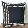 Black Linen Cotton Cushion With Cowrie Shells