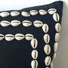 Black Linen Cotton Cushion With Cowrie Shells