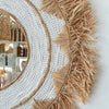 Extra Large Round Straw Grass Mirror With Fringe