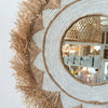 Extra Large Round Straw Grass Mirror With Fringe