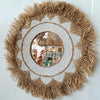 Extra Large Round Straw Grass Mirror With Fringe