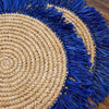 Large Round Grass Placemats With Blue Fringe