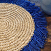 Large Round Grass Placemats With Blue Fringe