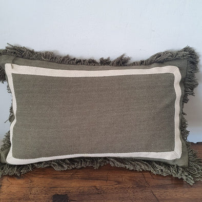 Green Cushion With White Edge