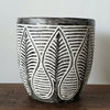 Carved Leaf Pattern Tribal Wooden Pot