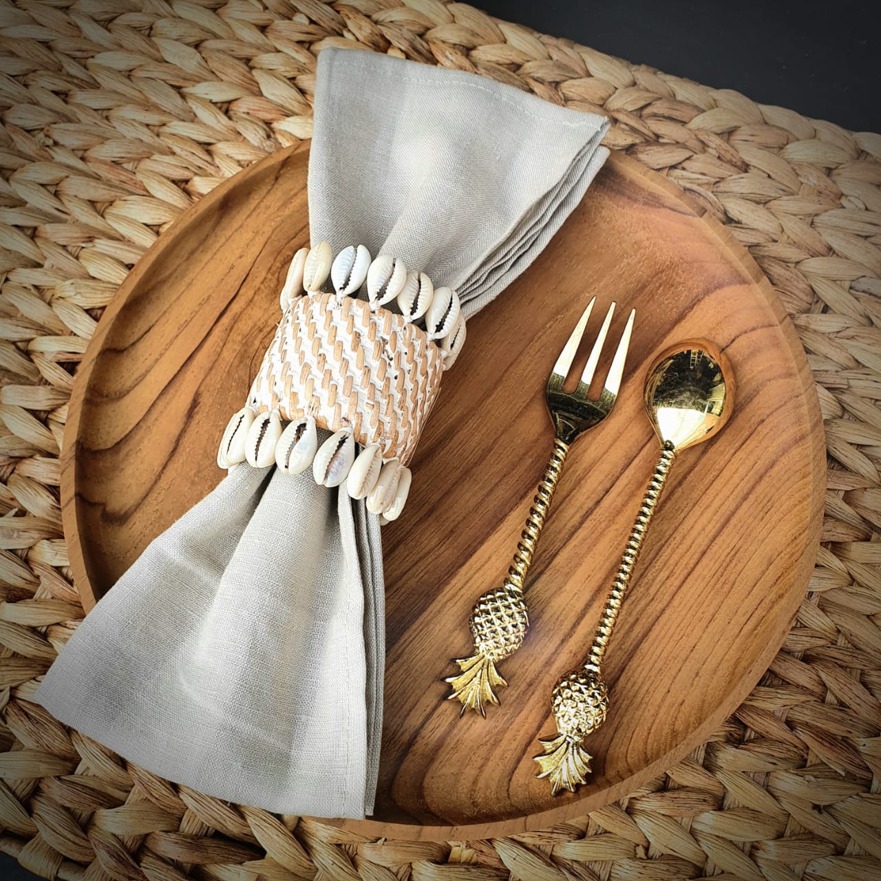 Rattan Napkin Rings With Double Row Cowrie Shells – Canggu & Co