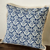 Dark Blue Sundanese Pattern Cushion With Hemmed Edges