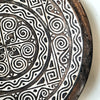 Dark Brown Wash Tribal Pattern Carved Wooden Plate Decor