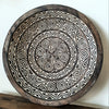 Dark Brown Wash Tribal Pattern Carved Wooden Plate Decor