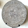 Whitewashed Large Round Carved Tribal Wooden Plate With Stand