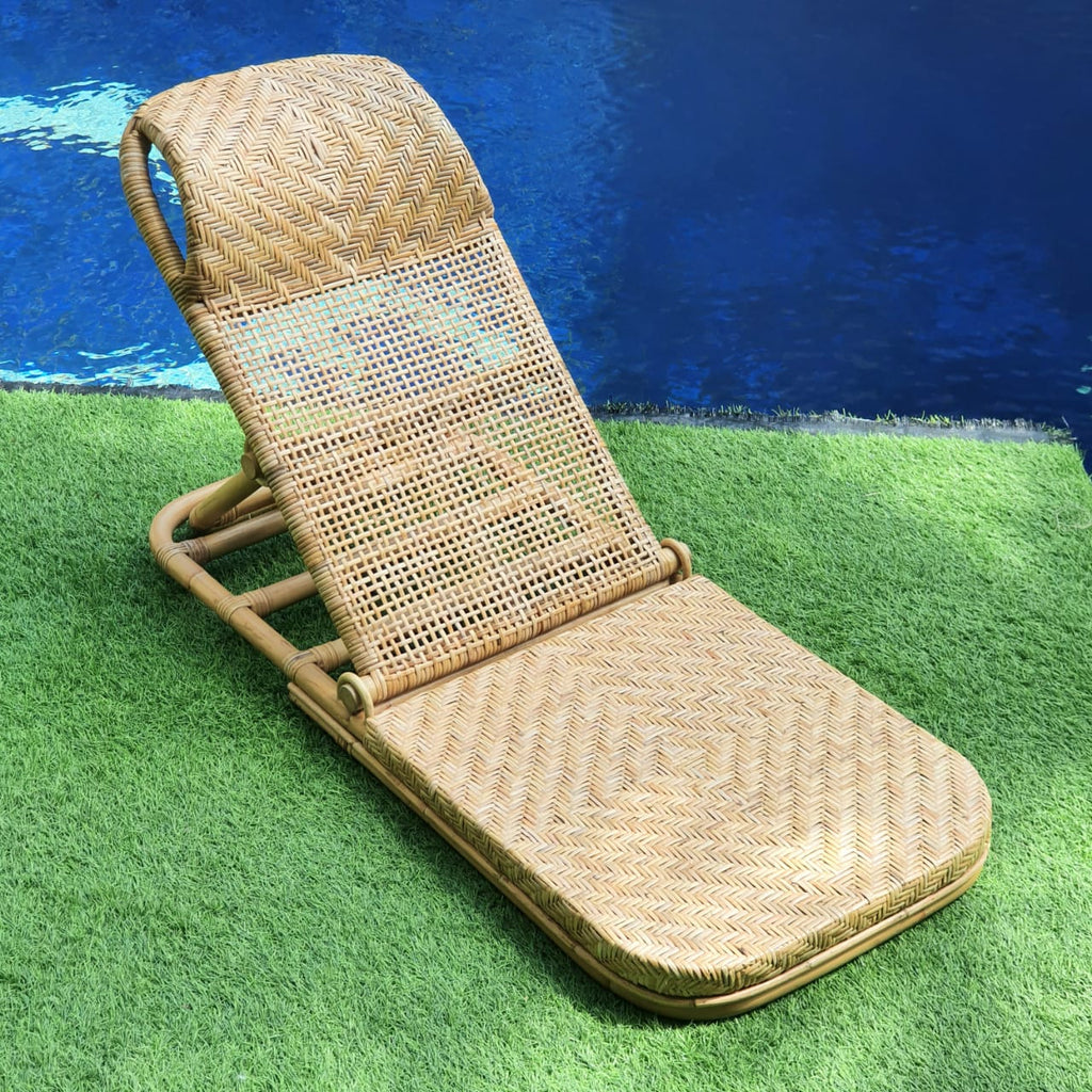 Natural Brown Rattan Folding Beach And Pool Chair – Canggu & Co
