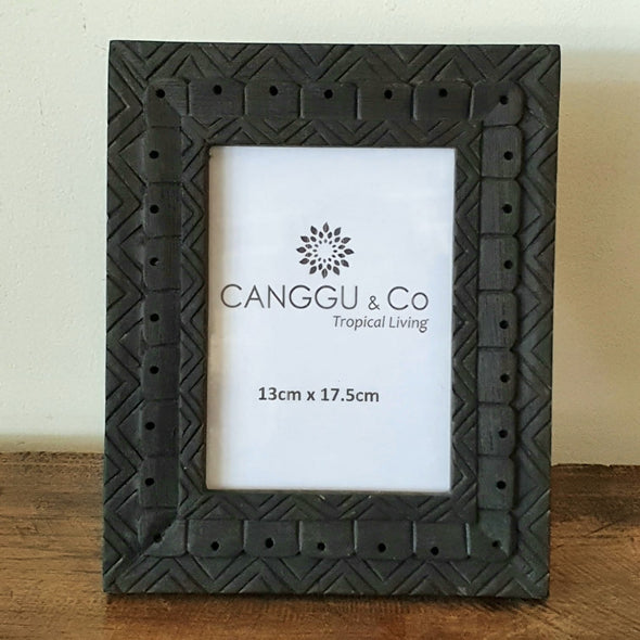 Black Carved Wooden Photo Frame Set