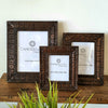 Brown Carved Wooden Photo Frame Set With Ethnic Motif