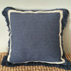 Navy Cushion With White Edge