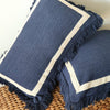 Navy Cushion With White Edge