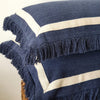 Navy Cushion With White Edge