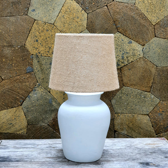 White Urn Shaped Pottery Table Lamp