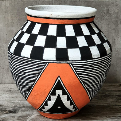 tribal plant pot Large Tribal Pattern Terracotta Pot – Canggu & Co