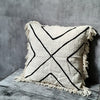 Black Cross Pattern Motif Cushion With Fringe