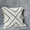Black Cross Pattern Motif Cushion With Fringe