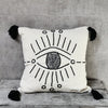 Black Eye Motif Cushion With Tassels