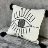 Black Eye Motif Cushion With Tassels