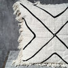 Black Cross Pattern Motif Cushion With Fringe