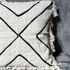 Black Cross Pattern Motif Cushion With Fringe