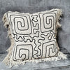 Black Abstract Motif Cushion With Fringe