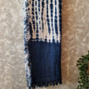 Blue & White Raw Cotton Tie Dye Throw With Blue Fringe - Canggu & Co