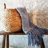 Grey Stitch Pattern Raw Cotton Throw With Grey Tassels - Canggu & Co