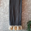 Black Raw Cotton Throw With Natural Tassels - Canggu & Co
