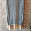 Soft Grey Raw Cotton Throw With Beaded Tassels - Canggu & Co