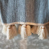 Soft Grey Raw Cotton Throw With Beaded Tassels - Canggu & Co