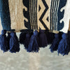 Navy Blue Tribal Pattern Raw Cotton Throw With Tassels - Canggu & Co