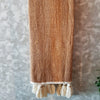 Light Brown Raw Cotton Throw With Natural Beaded Tassels - Canggu & Co