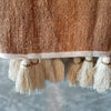Light Brown Raw Cotton Throw With Natural Beaded Tassels - Canggu & Co
