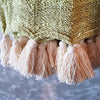 Baby Green Soft Raw Cotton Throw With Natural Tassels - Canggu & Co
